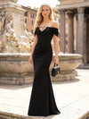 Off the Shoulder Satin Mermaid Hollow Out Formal Dresses
