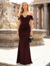 Off the Shoulder Satin Mermaid Hollow Out Formal Dresses