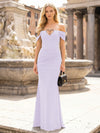 Off the Shoulder Satin Mermaid Hollow Out Formal Dresses