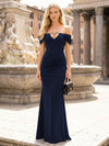 Off the Shoulder Satin Mermaid Hollow Out Formal Dresses
