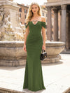 Off the Shoulder Satin Mermaid Hollow Out Formal Dresses