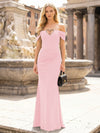 Off the Shoulder Satin Mermaid Hollow Out Formal Dresses