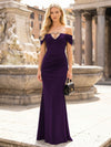 Off the Shoulder Satin Mermaid Hollow Out Formal Dresses