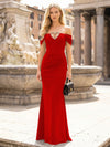 Off the Shoulder Satin Mermaid Hollow Out Formal Dresses
