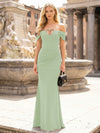 Off the Shoulder Satin Mermaid Hollow Out Formal Dresses