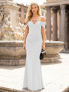 Off the Shoulder Satin Mermaid Hollow Out Formal Dresses