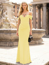 Off the Shoulder Satin Mermaid Hollow Out Formal Dresses