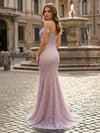 Off the Shoulder 3D Flower Applique Mermaid Evening Dresses
