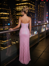 Strapless Mermaid Sequin Evening Dresses with Slit