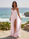 Strapless Mesh Long Formal Dresses with Slit