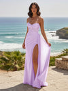 Strapless Mesh Long Formal Dresses with Slit