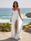 Strapless Mesh Long Formal Dresses with Slit