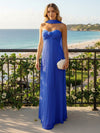 Strapless Chiffon Pleated Formal Dresses with Scarf
