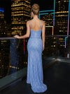 Mermaid Spaghetti Straps Sequined Prom Dresses with Embroidery