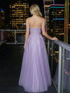 A Line Tulle Sweetheart Lace Appliqued Evening Dresses