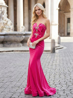 Velvet Mermaid Strapless Bow Ruched Formal Dresses
