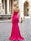 Velvet Mermaid Strapless Bow Ruched Formal Dresses