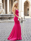 Velvet Mermaid Strapless Bow Ruched Formal Dresses
