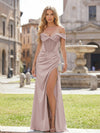 Off the Shoulder Satin Mermaid Rhinestone Formal Dresses