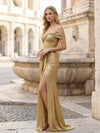 Elegant Off the Shoulder Sequin Mermaid Evening Dresses with Slit