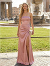 Strapless Satin Mermaid Formal Dresses with Slit