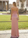 Strapless Satin Mermaid Formal Dresses with Slit