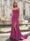 Satin Mermaid Sweetheart Pleated Prom Dresses