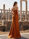 Satin Mermaid Off the Shoulder Formal Dresses with Rhinestone