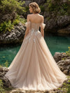 A Line Tulle Off the Shoulder Applique Prom Dresses
