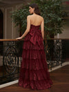 Tulle A Line Sweetheart Sequin Prom Dresses