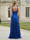 Satin Spaghetti Straps Prom Dresses with Slit