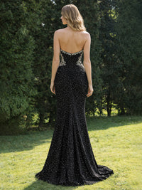 Elegant Strapless Mermaid Rhinestone Evening Dresses