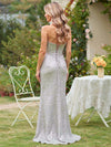 Sequin Strapless Bodycon Prom Dresses with Slit