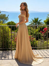 Off the Shoulder Satin Sequin Mermaid Formal Dresses with Slit