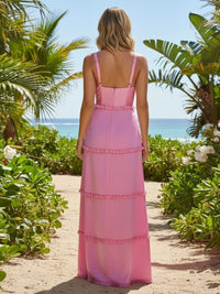 A Line Spaghetti Straps Satin Formal Dresses with Slit