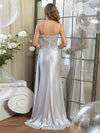 Spaghetti Straps Mermaid Satin Prom Dresses with Wrap