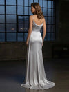 Cowl Neck Satin Mermaid Formal Dresses with Wrap
