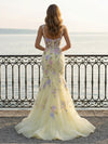 Spaghetti Straps Tulle Mermaid Prom Dresses with 3D Flowers
