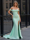Off the Shoulder Mermaid Prom Dresses with Slit