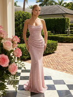 Sequin Mermaid Strapless Pleated Glitter Prom Dresses
