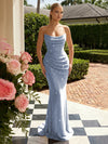 Sequin Mermaid Strapless Pleated Glitter Prom Dresses