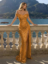 Off the Shoulder Sequin Mermaid Evening Dresses with Slit