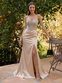 Strapless Sweetheart Mermaid Prom Dresses with Slit