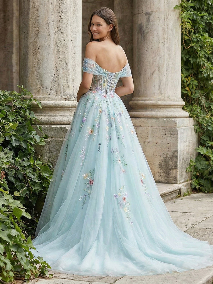 Off the Shoulder Sweetheart A Line Prom Dresses