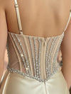 Spaghetti Straps Satin Mermaid Prom Dresses with Slit