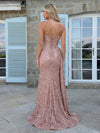 Shimmering Strapless Sequin Mermaid Formal Dresses with Slit