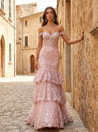 Off the Shoulder Tulle Mermaid Prom Dresses