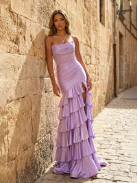 Strapless Satin Mermaid Prom Dresses with Slit