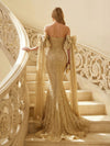Elegant Off the Shoulder Tulle Mermaid Evening Dresses with Bows