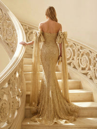 Off the Shoulder Tulle Mermaid Prom Dresses with Bows